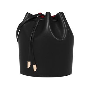 **NEW W/TAG** Charles & Keith Black Drawstring Bucket Bag with Red Interior